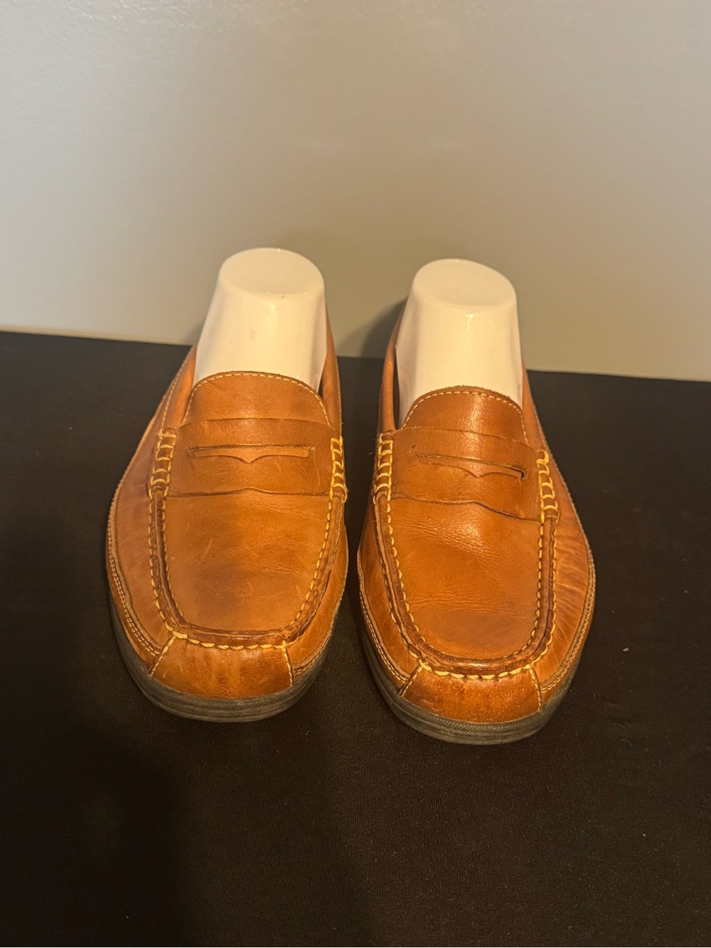 Men's Tan Leather Penny Loafers - Classic Slip-On Style